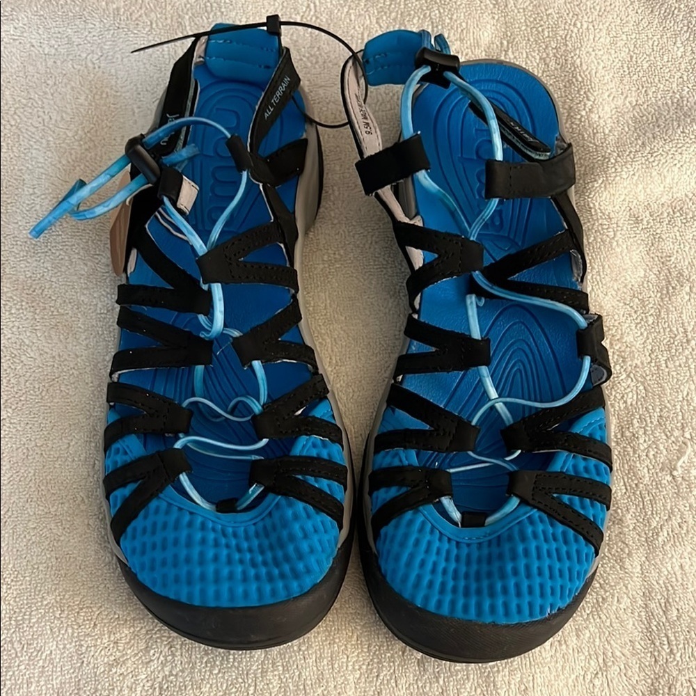 Jambu Black and Blue Strappy Sandals